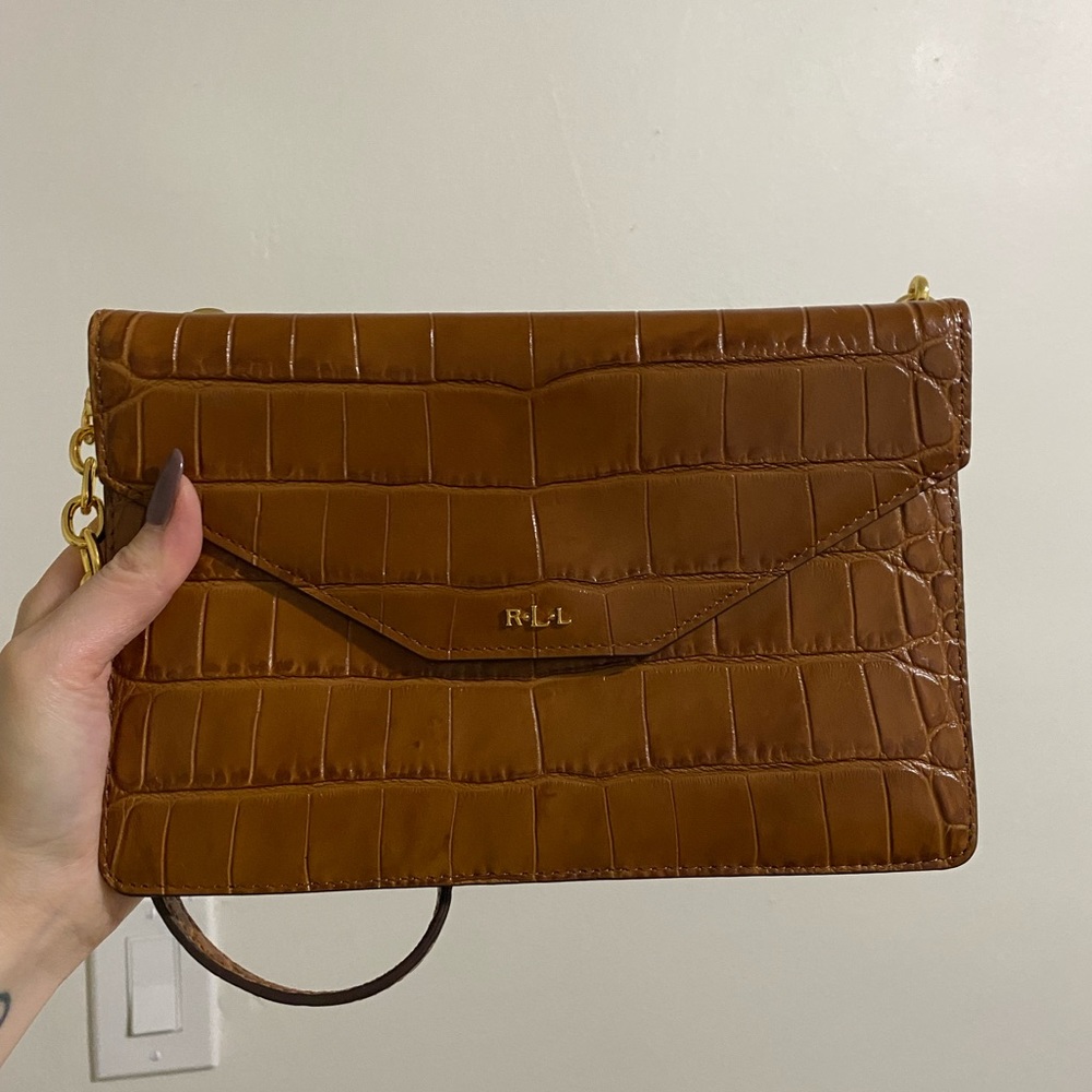 Ralph Lauren brown croc crossbody bag